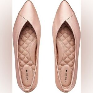 Birdies Goldfinch Leather Rose Gold Flats, Sz 8